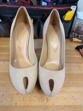 Sergio Rossi Beige Peep-Toe Heels